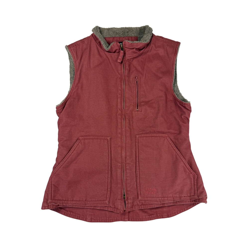 Lakin McKey Trading Co Women Sherpa Lined Canvas Workwear Vest Red Medium